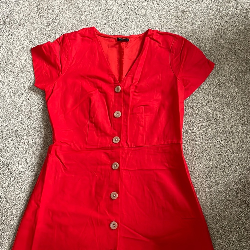 Ann Taylor Red Button-Down Dress